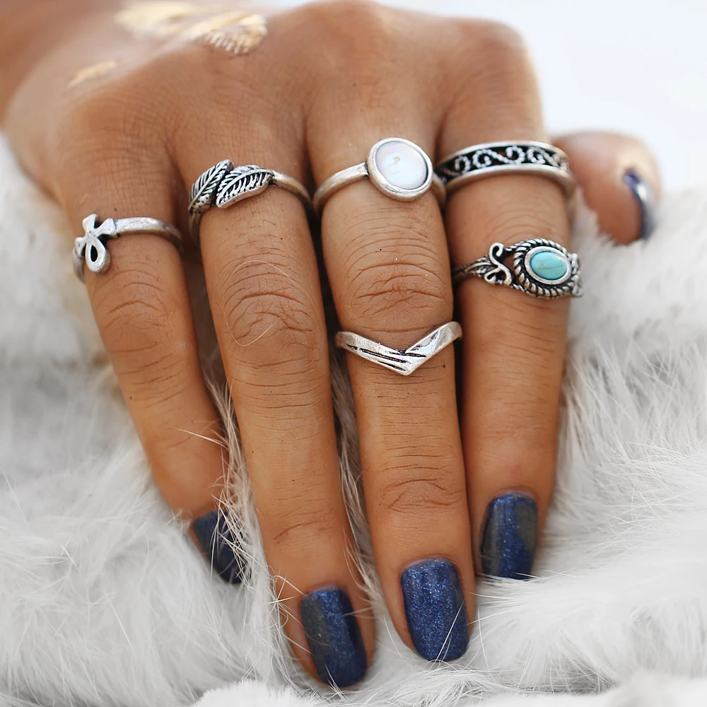 Женский набор колец IF ME в богемном стиле винтажные кольца средней длины с опалом