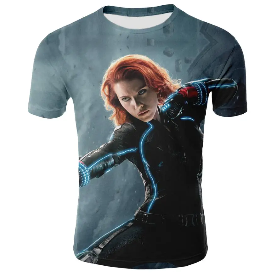 Summer fashion marvel t shirt 3d printing black widow men and women cool casual men's t-shirt deadpool | Мужская одежда