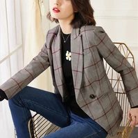 women plaid blazer 2018 new fashion ol high quality british slim waist autumn short design thin blazer female