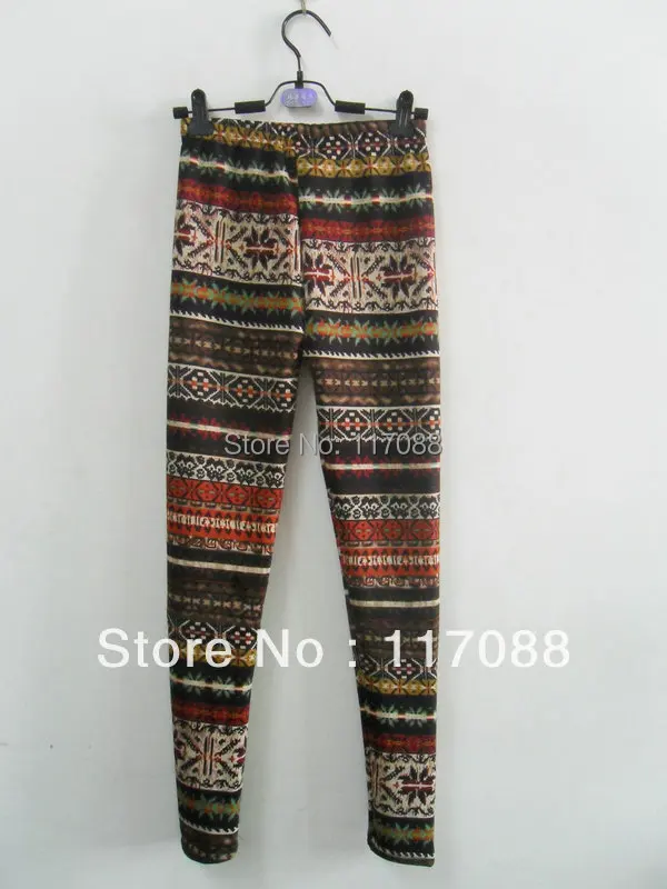 Женские разноцветные леггинсы ML7568 хлопковые двухслойные вязаные | Женская