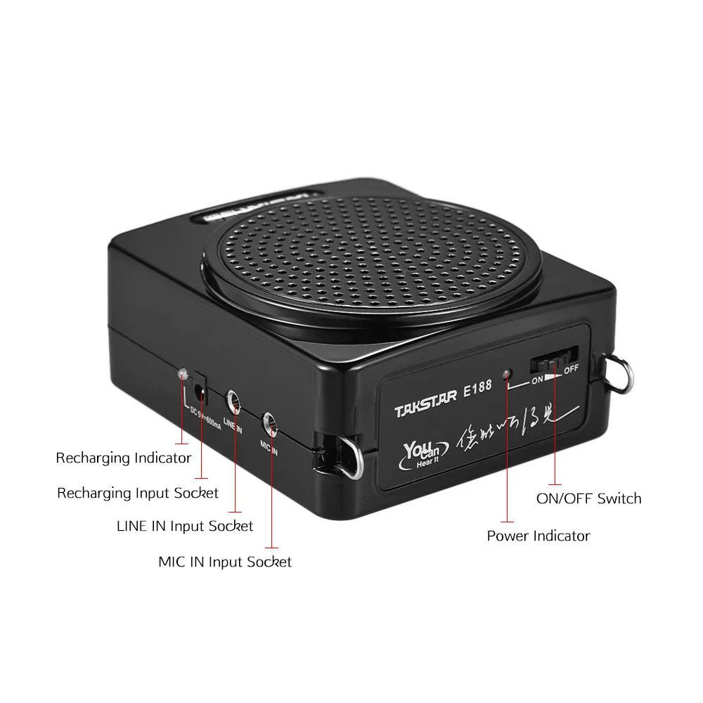 TAKSTAR E188 10 Вт Перезаряжаемые Портативный цифровой речевой усилитель Amp с головной