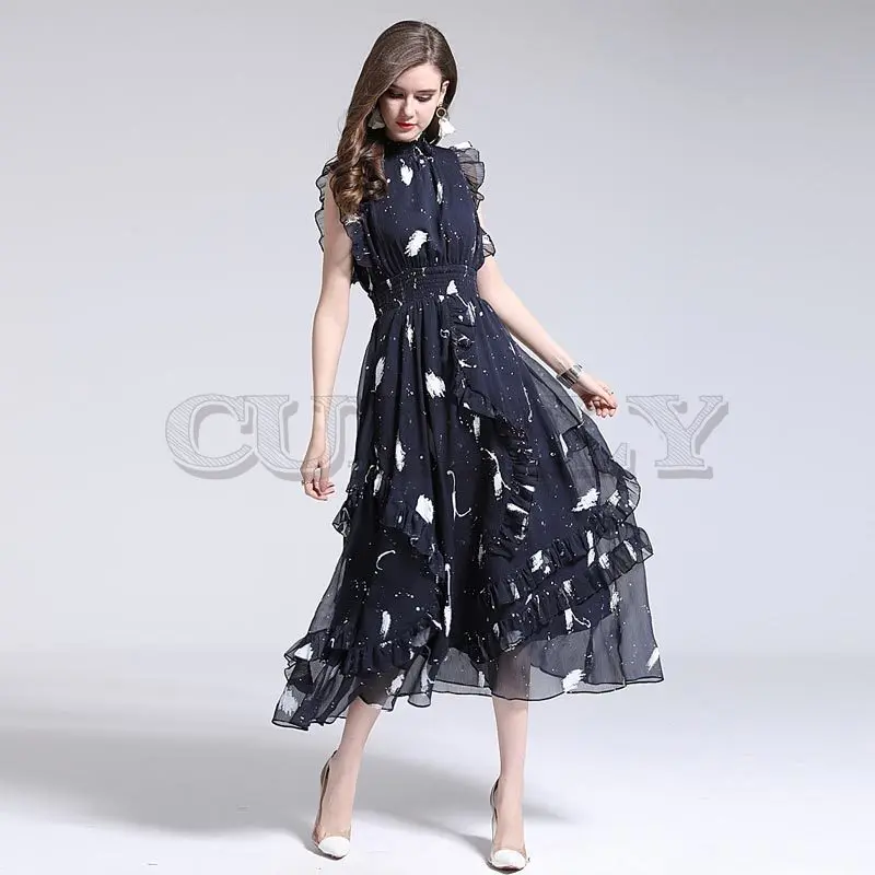 Cuerly 2019 летние высококачественные модные дизайнерские платья Runway жилетка без
