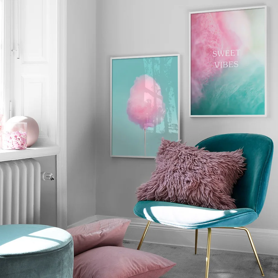 Постеры и принты Sweet Vibes Cotton Candy в скандинавском стиле настенная живопись на