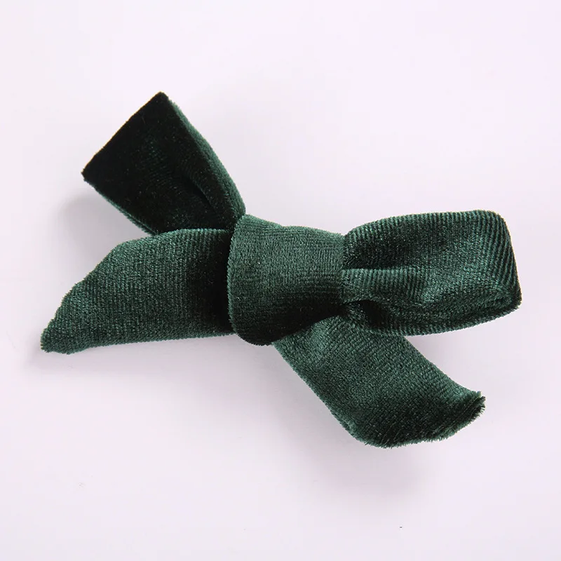 Green with clip Бархатный завязанный вручную бант из нейлона повязка на голову или зажим для осени и зимы, школьные бархатные аксессуары для волос - Цвет: Green with clip