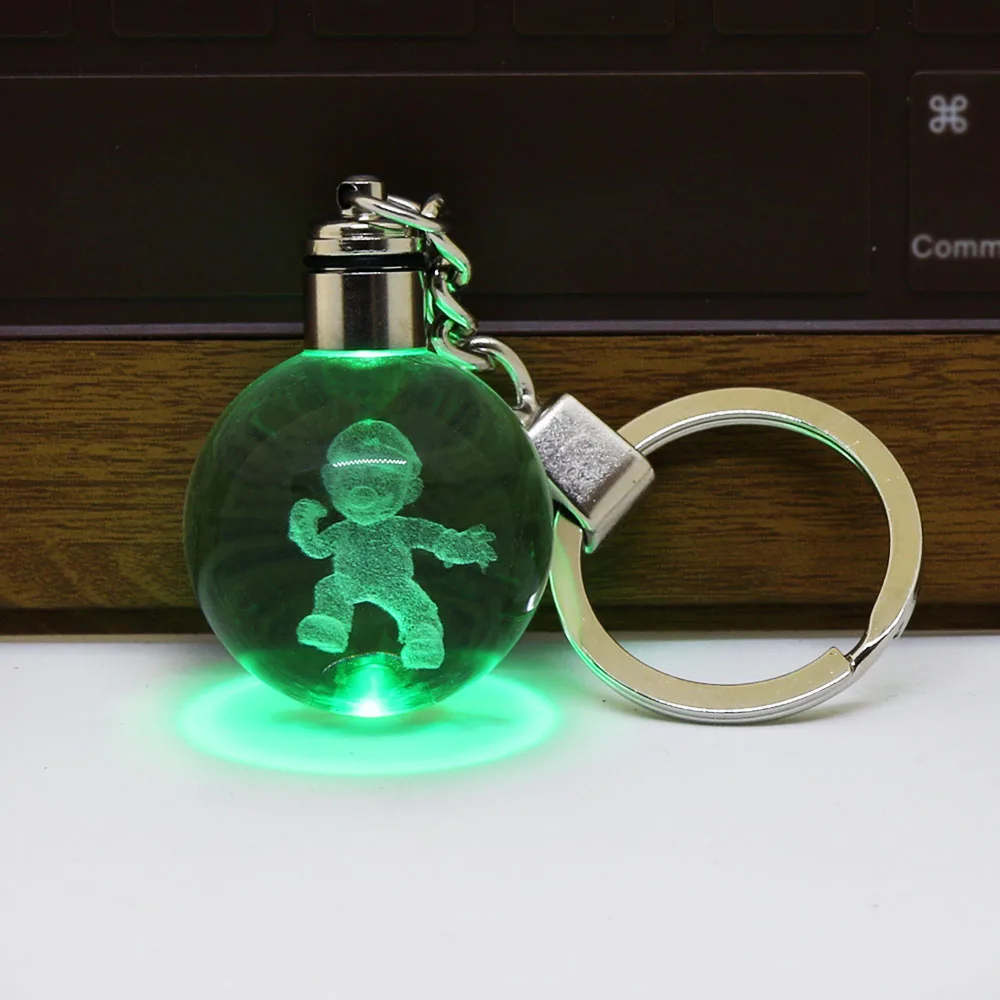 Хрустальный шар Go гравировка круглый 3D Стекло мяч Марио светодиодный брелок