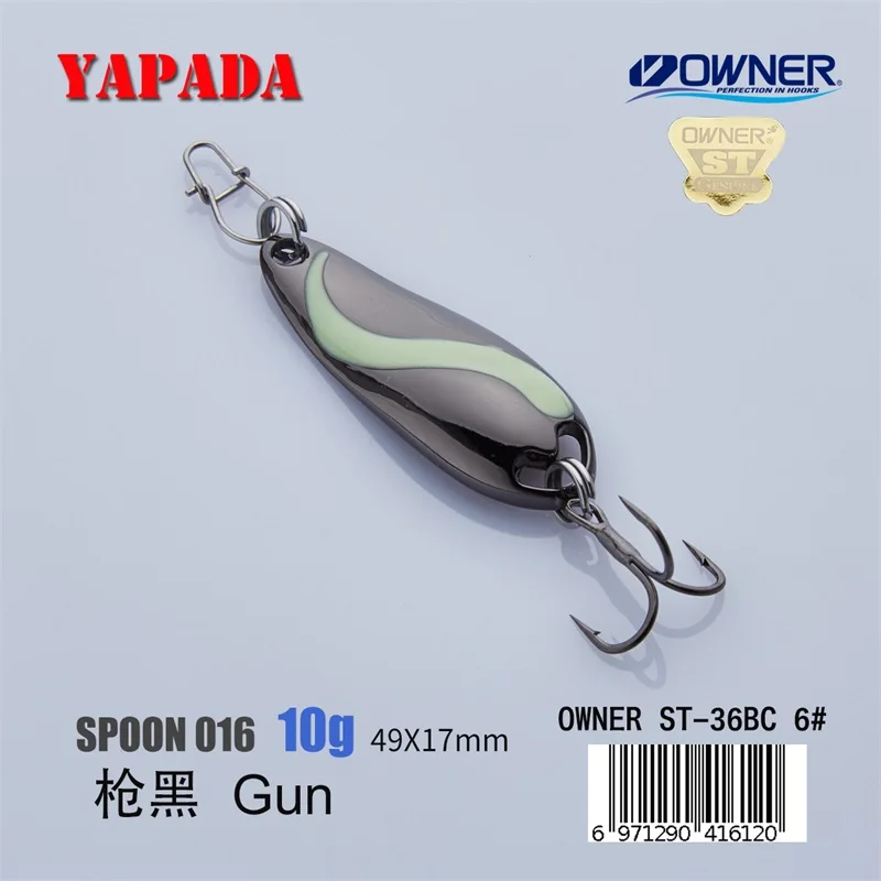 Gun 10g YAPADA ложка 016 TaiChi светящаяся 10 г/15 г владелец тройной крючок 49-54 мм многоцветный металлический цинковый сплав ложка рыболовные приманки - Цвет: Gun 10g