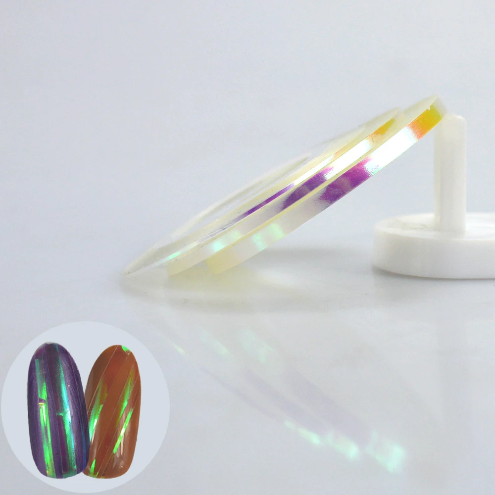 1 рулон 1mm2mm3mm голографическое искусство ногтей чередование ленты Сияющий лазер