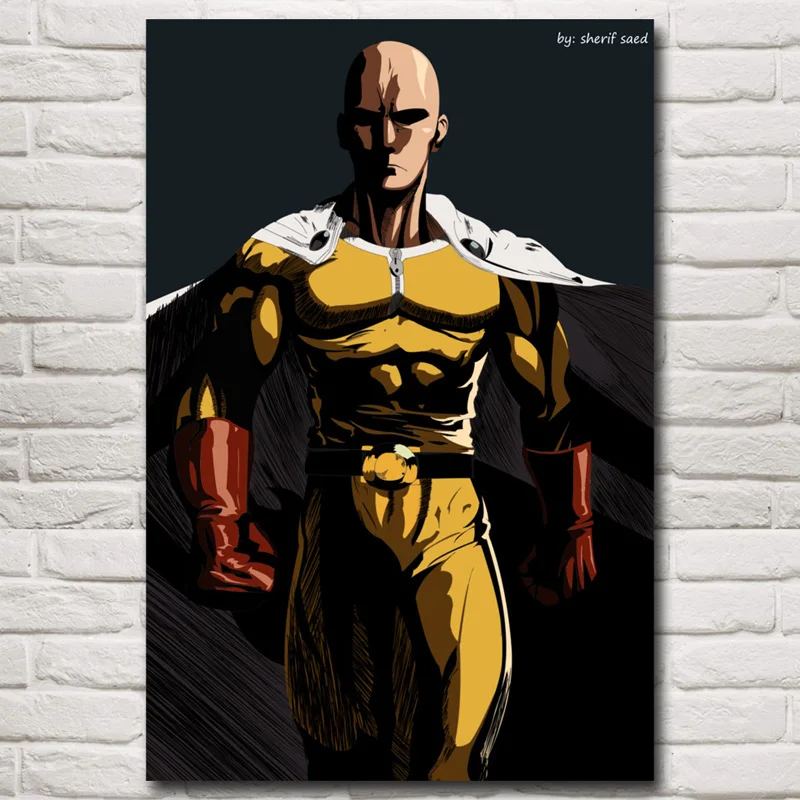 FOOCAME ONE PUNCH MAN аниме плакаты и принты шелковые декоративные картины художественные настенные украшения для дома украшения спальни комнаты живопись