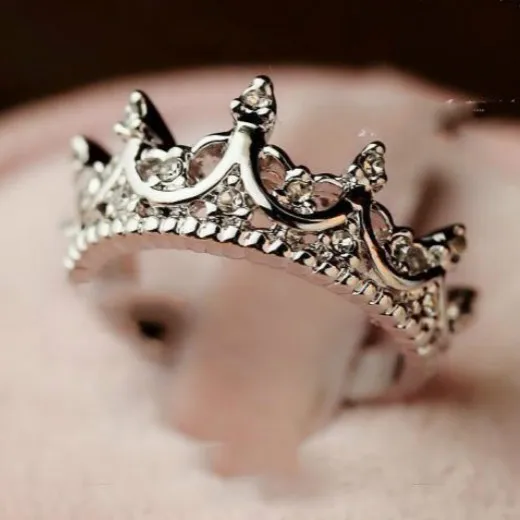 Free W ings Queen's Silver Crown Rings For Women Punk Brand Crystal Jewellery Love Femme Bijoux wedding engagement rings | Украшения и