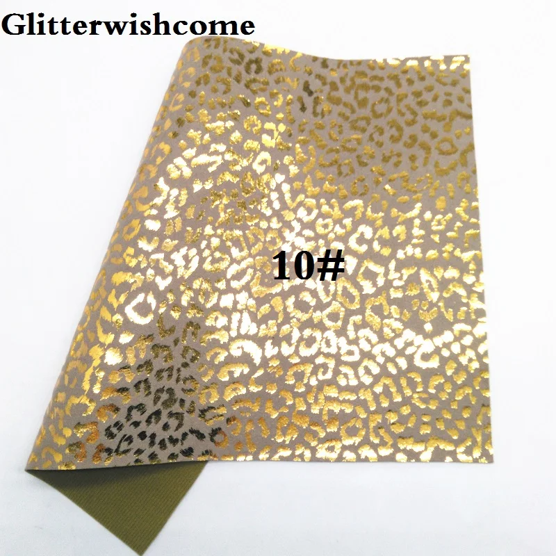 10 Glitterwishcome 21X29 см A4 Размер Vinil Para Lazos, листы из искусственной кожи, леопардовая искусственная кожа ткань для бантов, GM147A - Цвет: 10