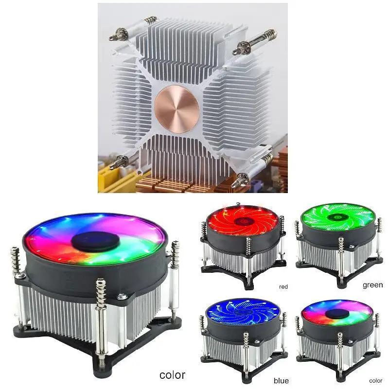 Охлаждающий вентилятор CPU LED RGB 3Pin Радиатор Поддержка Intel 115X серии SD998 | Компьютеры