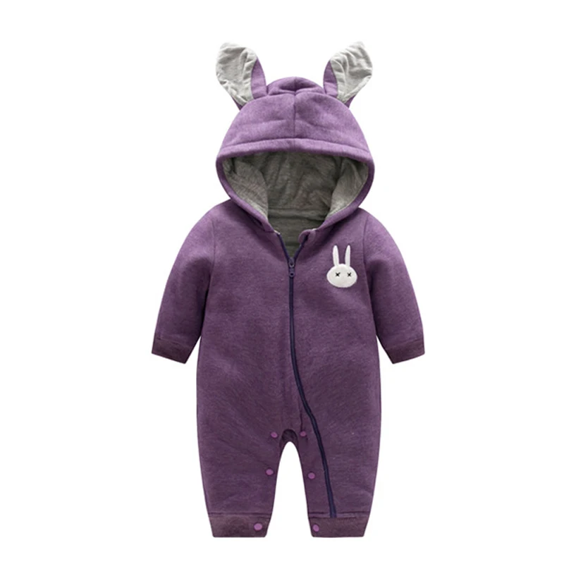 A03 Purple IYEAL/Новинка; детский зимний комбинезон с капюшоном и рисунком кролика; теплый комбинезон для новорожденных девочек; Осенняя модная одежда для малышей; детская одежда для альпинизма - Цвет: A03 Purple