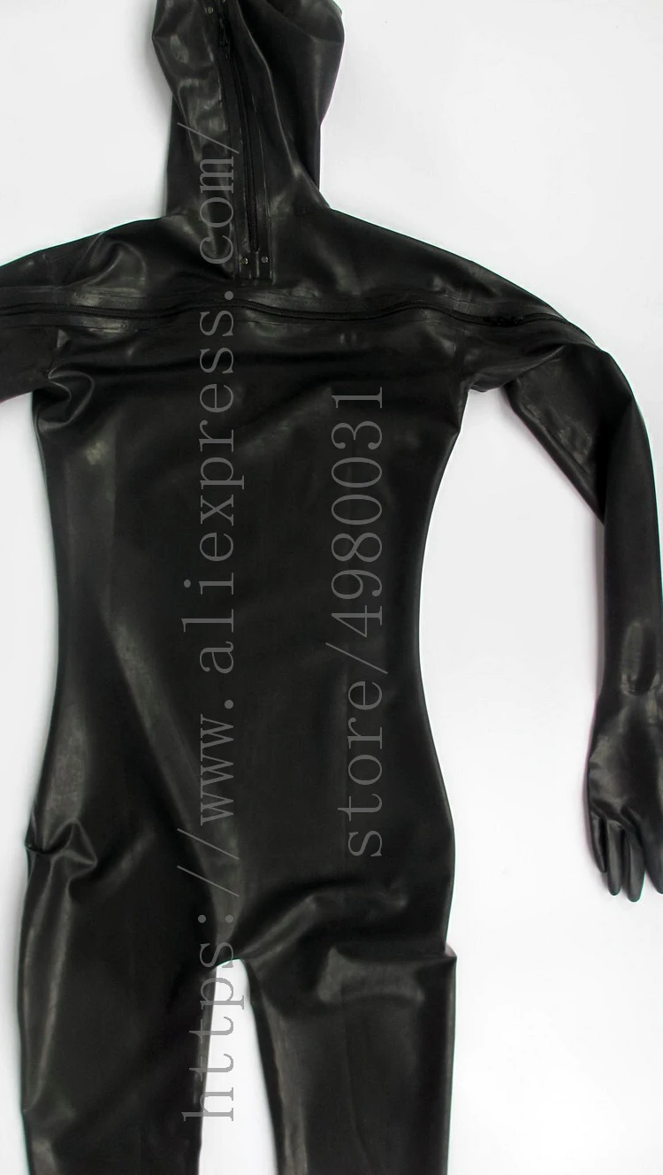 Закрывающая Мужская Черная поздний костюм кошки Zentai с грудью и молнией на плечах
