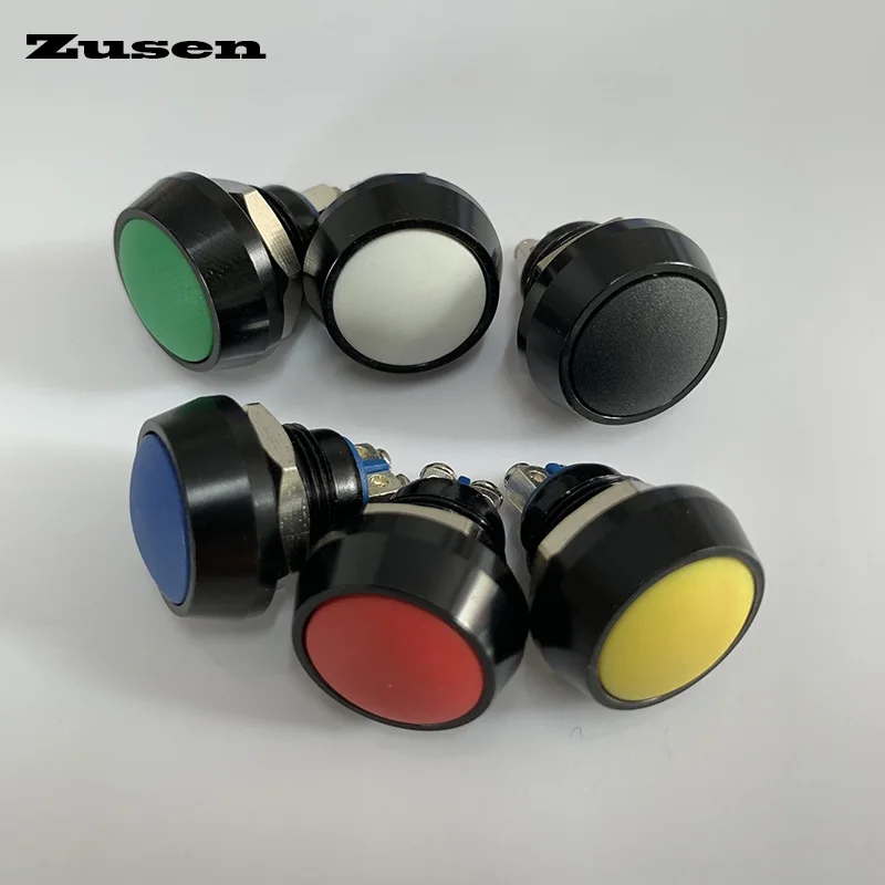 Zusen 12 мм (ZS12B 10/CA) цветная крышка черного алюминия 1NO dome head Мгновенный Микро