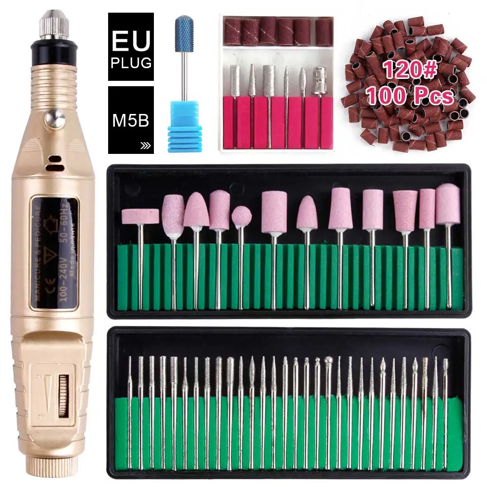 Pen Set F 120M5B EU Электрические фрезерные станки аппарат для маникюра керамика резак карбида ногтей сверла для снятия лака Diamond кутикулы резаки sim карт - Цвет: Pen Set F 120M5B EU