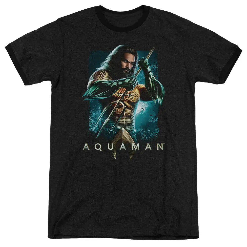 Черная футболка с изображением персонажа из фильма Аквамен|Мужские футболки| |