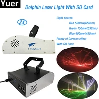 2pcslot 1w dolphin rgb full color dmx512 with sd card stage laser light professional club ktv dancing high quality laser light