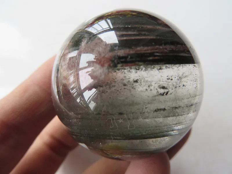 Природный прозрачный кварц радуги круглые кристаллы Orb Исцеление+ зеленый-Phantom 92g