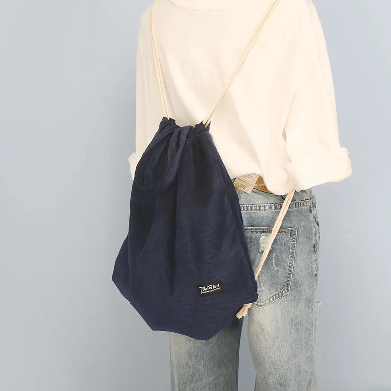 Однотонный вельветовый дорожный рюкзак YILE на шнурке Студенческая сумка для книг