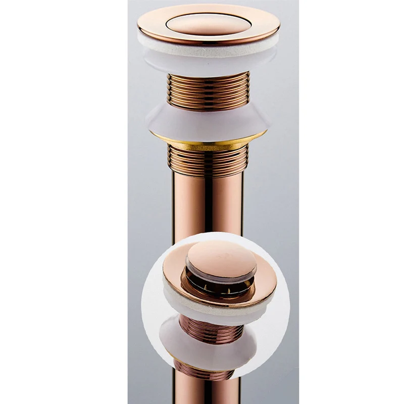 Pop up Drain for Bathroom Sink Vessel Vanity Rose Gold Solid Brass Assembly Replacement Kits Stopper Flip Top Overflow | Обустройство