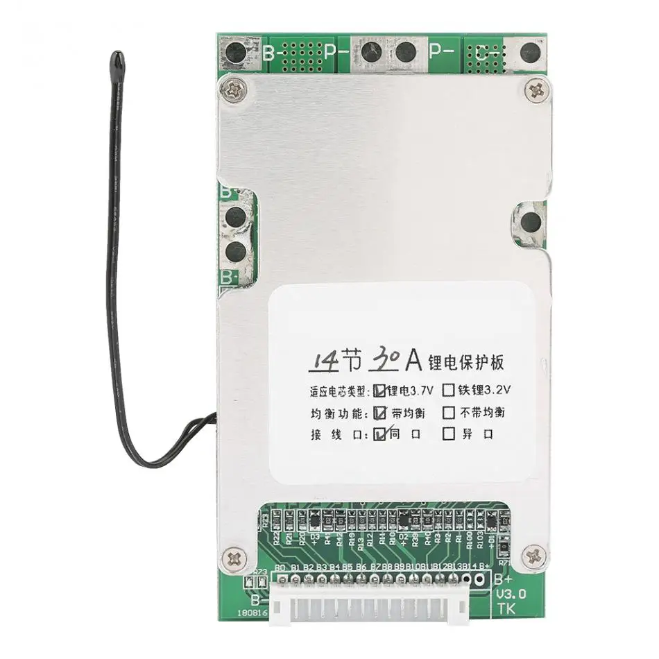 14S 50V 30A плата защиты литиевой батареи BMS плата с балансовой зарядкой