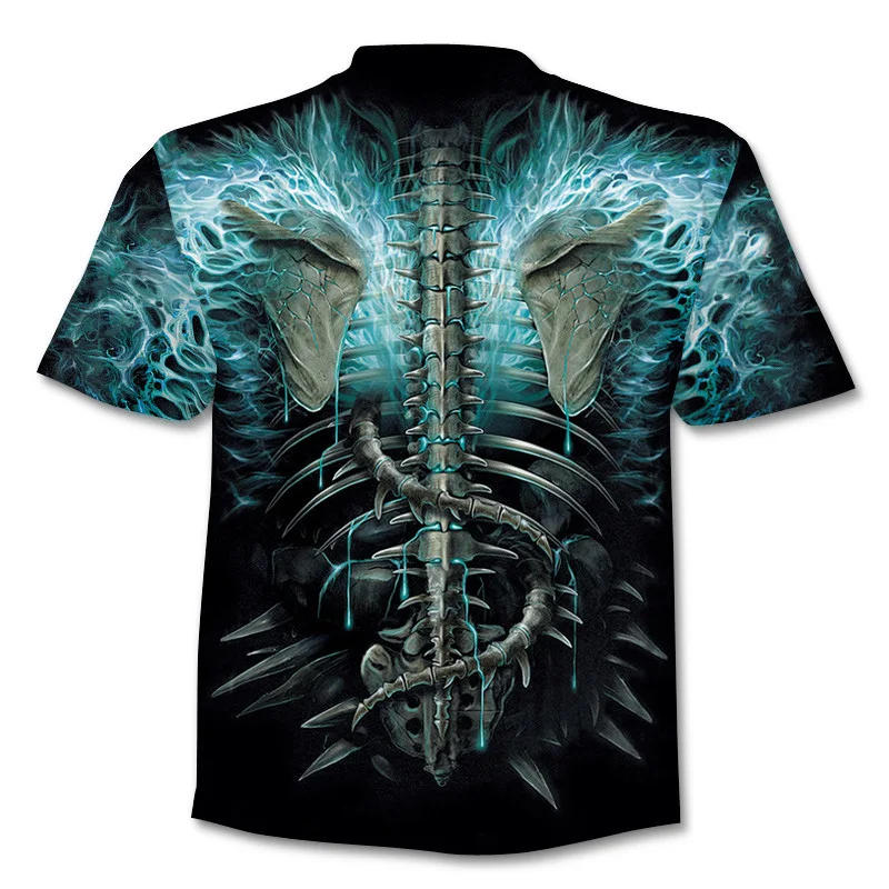 2019 новые 3D футболки с черепом летние мужские модные топы принтом harajuku wolf и