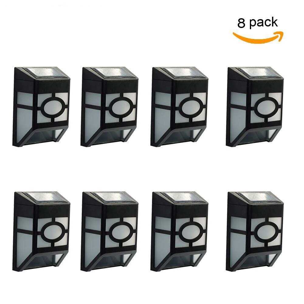 

8PCS Waterproof Solar Powered LED Wall Light for Outdoor Landscape Garden Yard Lawn Fence Deck Roof Lighting Decoration