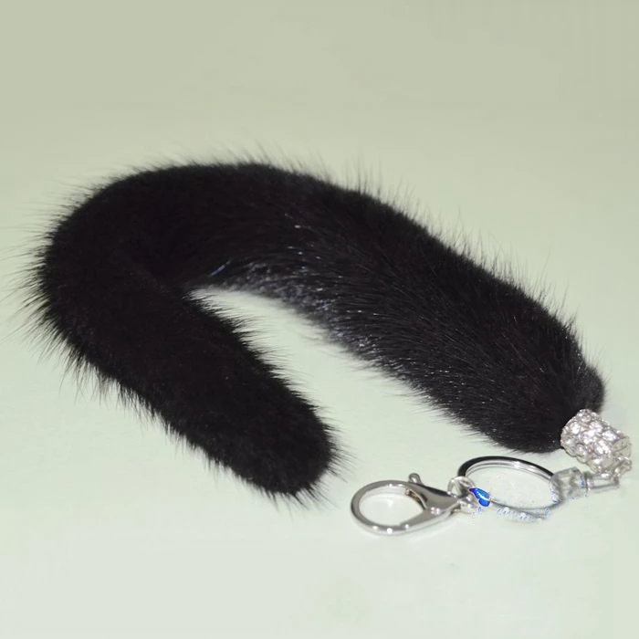 Real Genuine Mink fur tail keychain key ring hair mobile phone bag hanging Fluffy Key Chains Handbag bags car chains | Украшения и