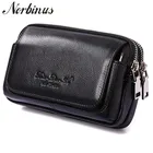 Поясная Сумка Norbinus Мужская, из натуральной кожи, с двойной молнией