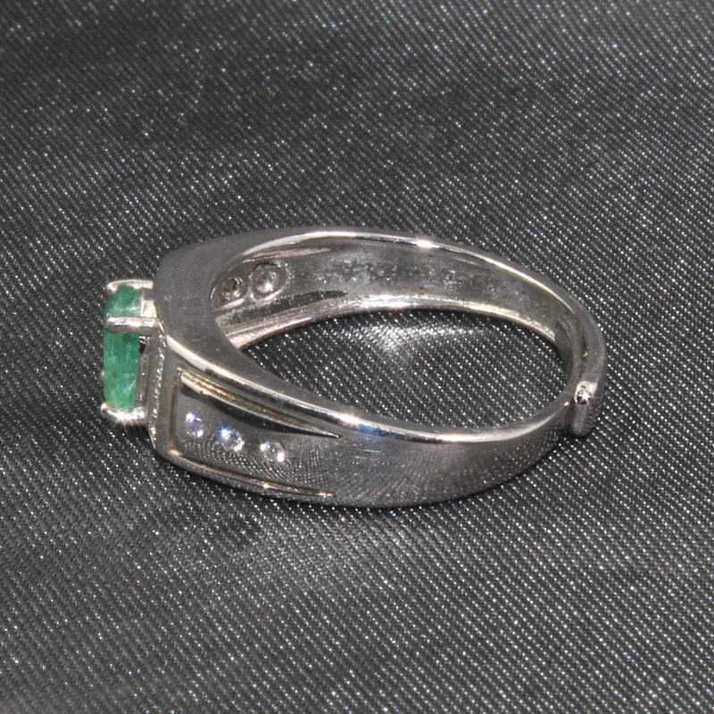 Мужское кольцо из серебра 100% пробы с изумрудом|Кольца| |