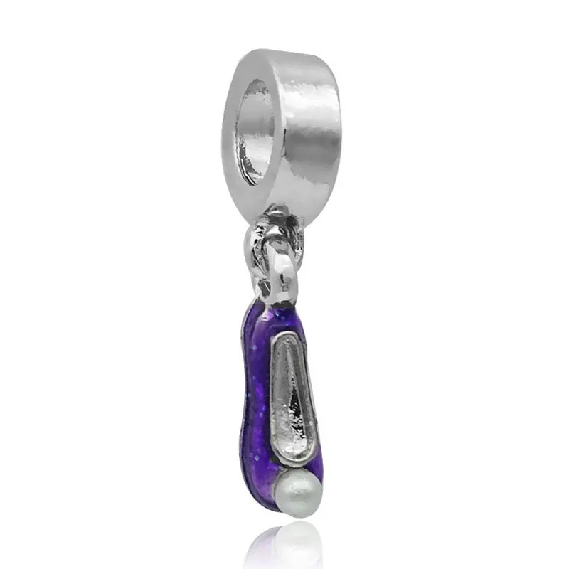 Purple shoe 1 шт изысканное Серебряное платье Динь-Динь и жемчужное платье напиток DIY европейские бисерные Подвески подходят к оригинальному браслету Пандора - Цвет: Purple shoe
