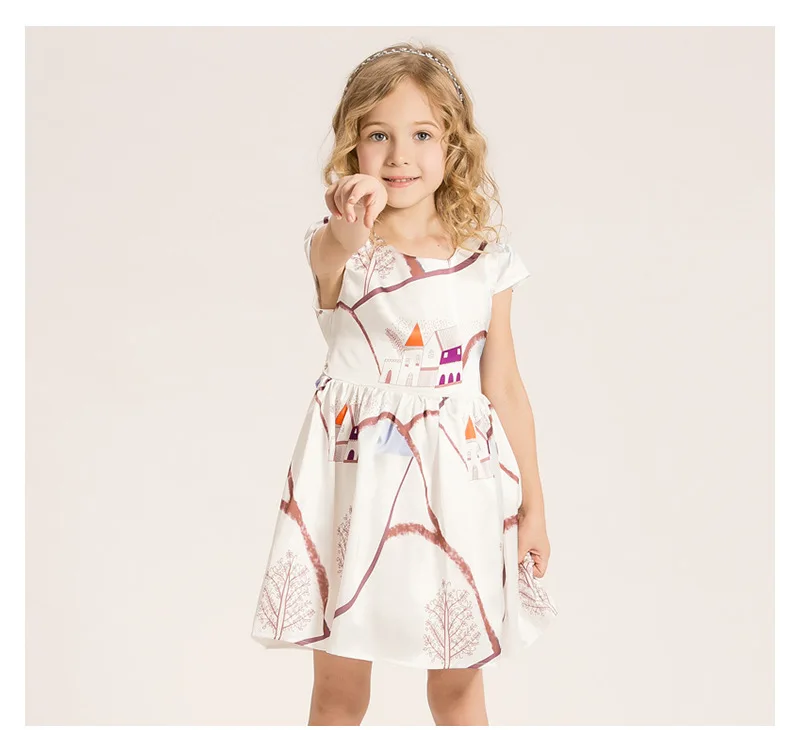 2016 лето повседневный kid девушка платья для 2-12 лет картина pattern печати маленькая