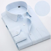 plus size 5xl 6xl 7xl 8xl business dress shirt striped twill long sleeve men shirt new arrived white red blue male shirts