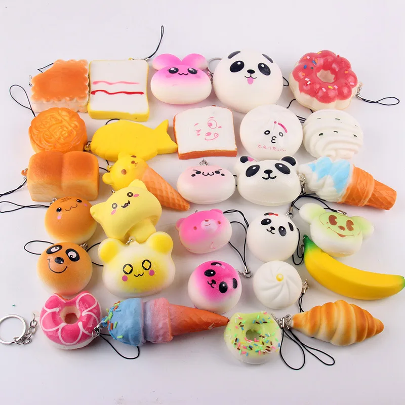 20 шт. Каваи Squishy Булочки Хлеба Телефон Ленты Подвески Мини Squishies Дети Игрушки