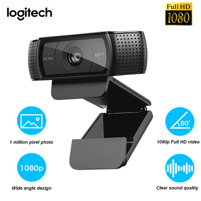 Logitech C920 веб-камера HD Камера действующей сети видеоконференции Широкий формат 1080 P
