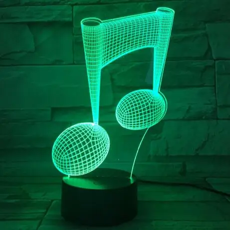 Music Note 3 Светодиодный 3d-ночник Музыка Примечание с 7 цветов света для украшения дома лампа потрясающая визуализация Оптическая иллюзия удивительные подарки - Испускаемый цвет: Music Note 3