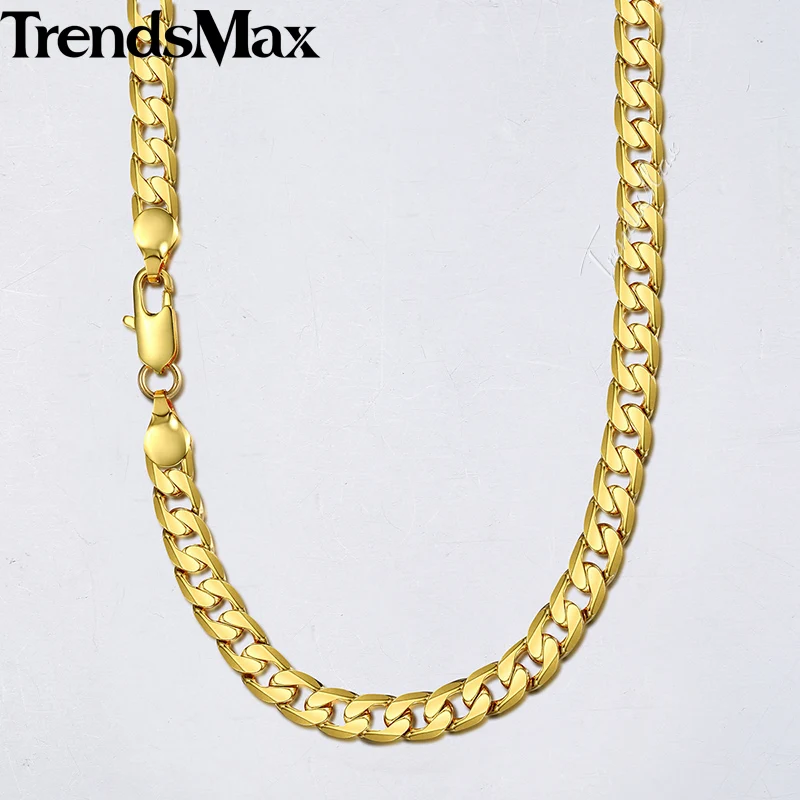 Trendsmax Для Мужчин's Цепочки и ожерелья Золото кубинской цепочка на шею для мужчин Для женщин; ; Прямая поставка; мужчины ювелирные подарки 4/8/10 мм KGNM48