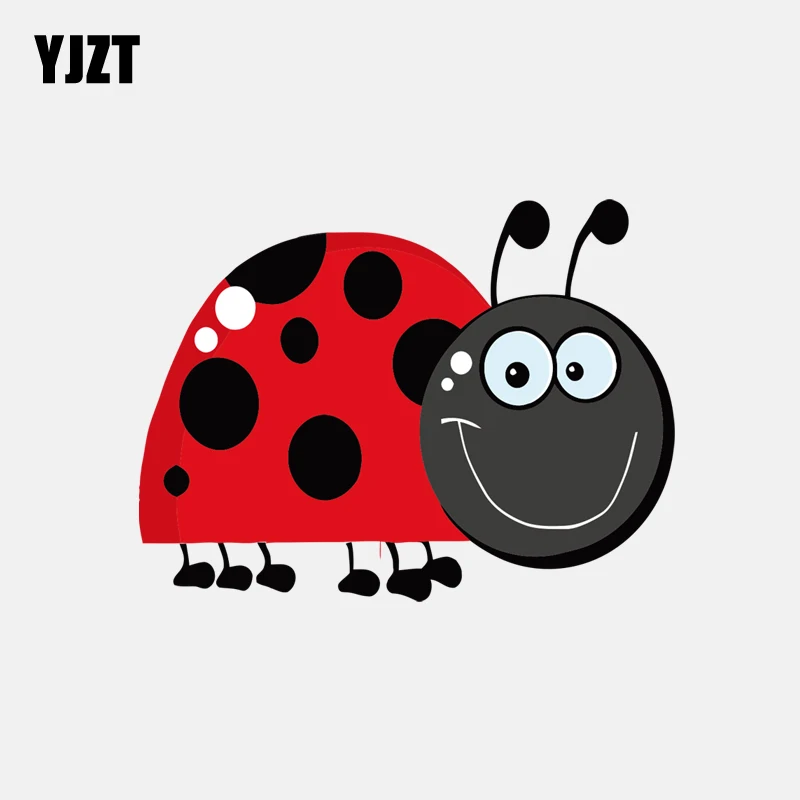 YJZT 13.3CM*7.2CM Fashion Smile Ladybug PVC Window Car Sticker 11-00845 |