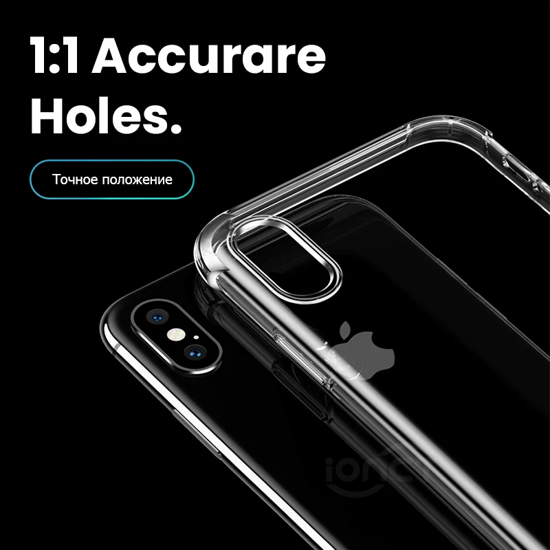 Противоударный чехол iONCT для телефона iPhone 6 6S 7 8 Plus прозрачный X XS Max XR поддержка