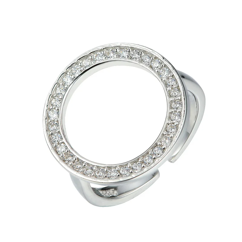 

big rose gold silver color black zirconia promise fashion adjustable open rings for women finger trendy love gift jewelry R4677