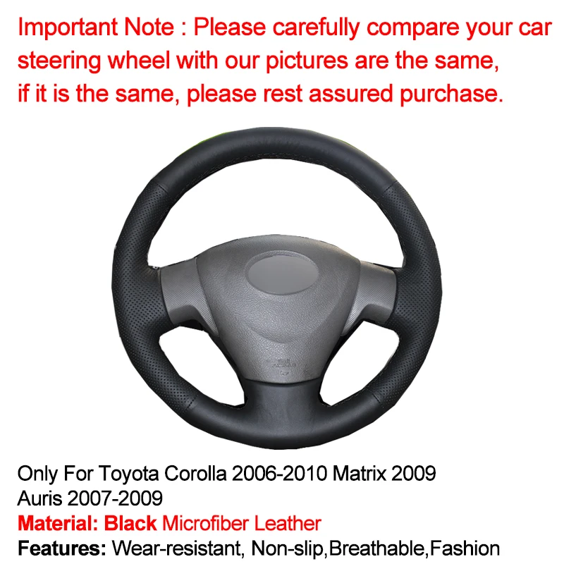 Чехол рулевого колеса автомобиля HuiER для ручного шитья черный кожаный Стайлинг