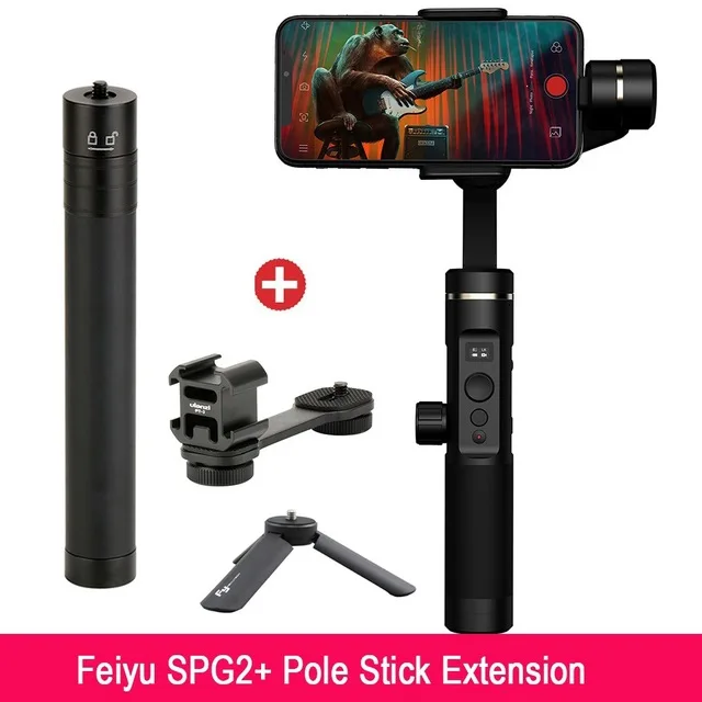 Feiyu SPG 2 3-осевой ручной шарнирный стабилизатор для камеры для телефона iphone 7 X gopro hero 7 3/4/5 Pk Zhiyun Smooth Q 4 DJI Osmo mobile 2 - Цвет: add adapter pole