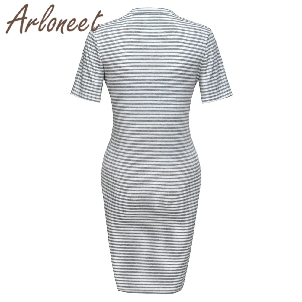 Женское хлопковое платье в полоску ARLONEET летнее элегантное ТРАПЕЦИЕВИДНОЕ ПЛАТЬЕ
