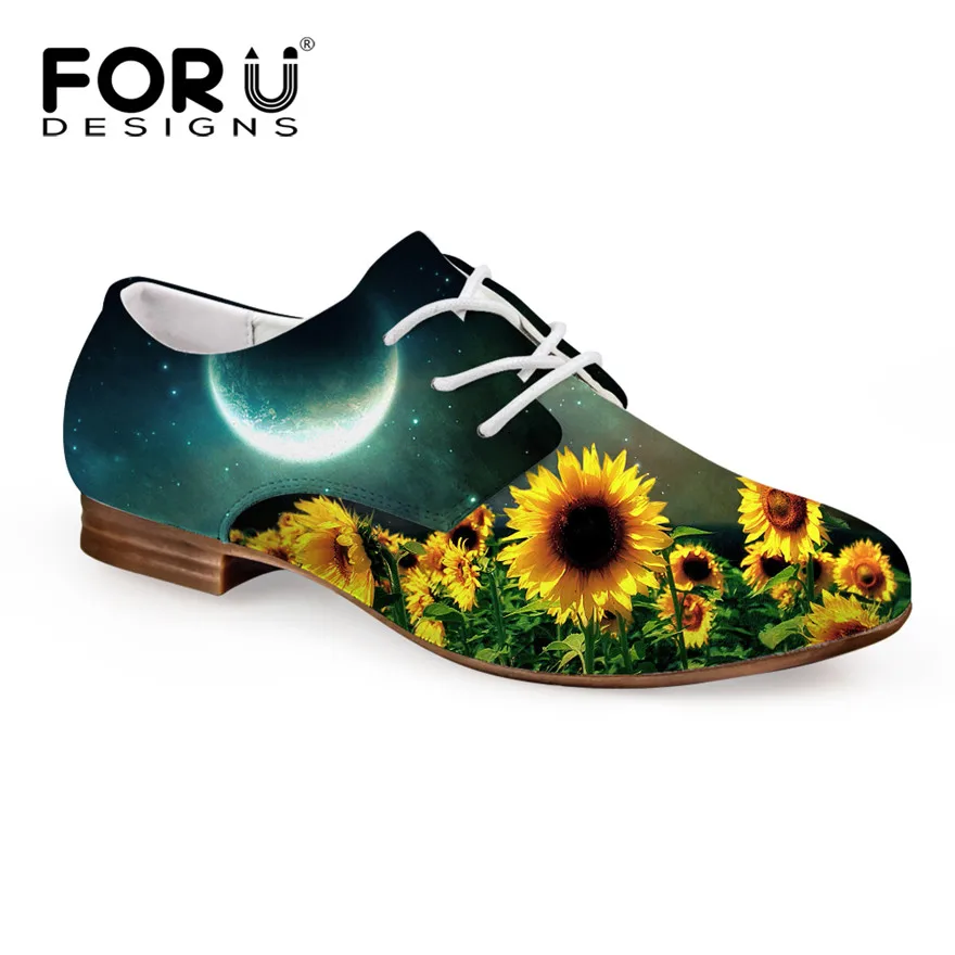 FORUDESIGNS/ г. Осенние женские туфли-оксфорды кожаные ботинки кэжуал на шнуровке с 3D рисунком для женщин, Студенческая обувь на плоской подошве, женская обувь - Цвет: W854CD