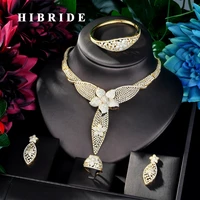 hibride long pendant gold color design women bridal jewelry set dress necklace earring jewelry set for party gits n 888