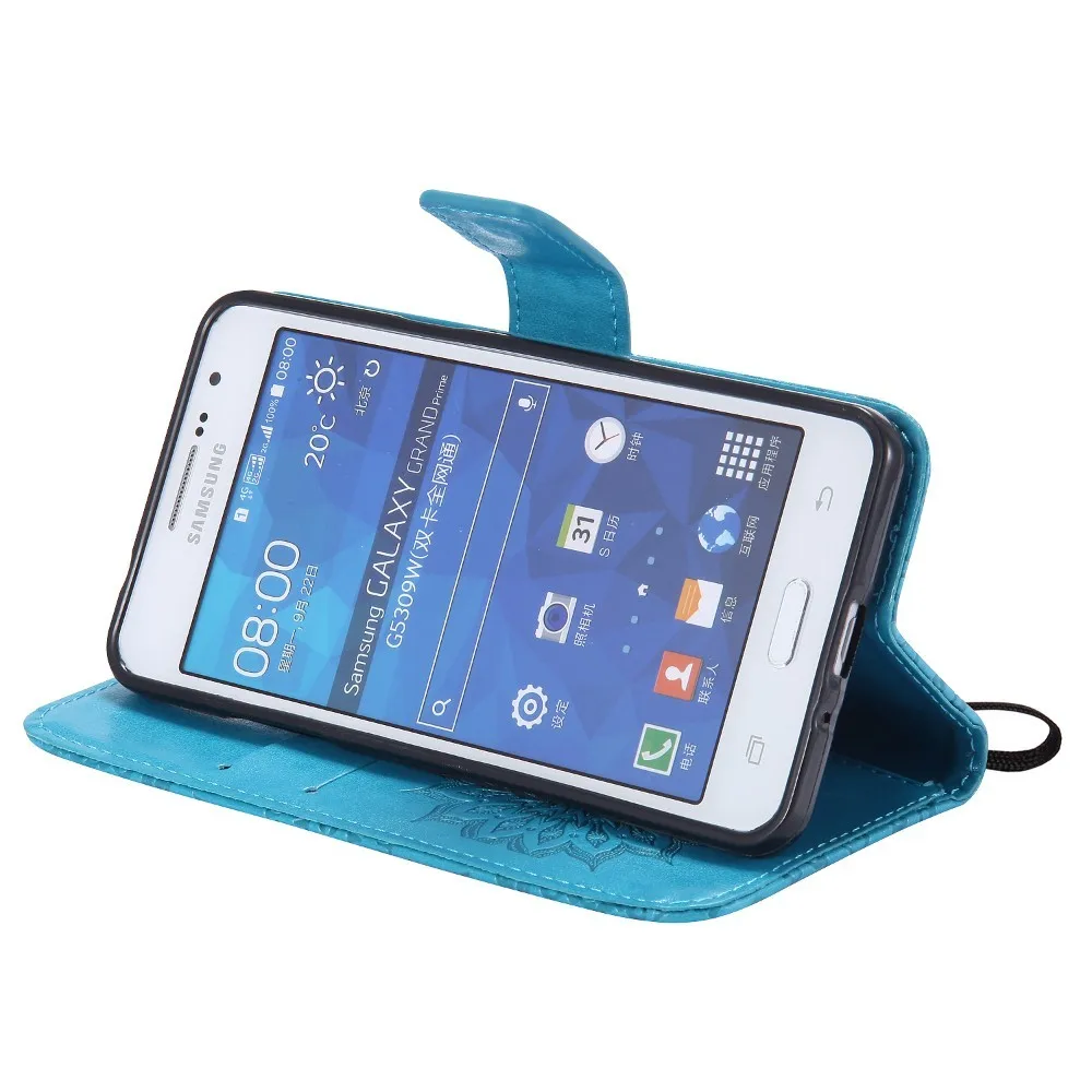 Кошелек случае тиснение кожаный чехол для Samsung Galaxy Grand Prime Duos VE SM G530H G531H G531F Коке