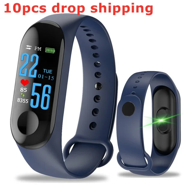 10 blue 10 шт./лот M3 Pro Bluetooth спортивные Смарт часы с пульсом кровяного давления будильник шаг фитнес-трекер для Android и IOS - Цвет: 10 blue
