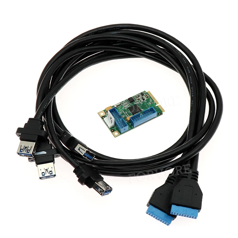 Mini PCIe до 4 портов USB 3 0 адаптер для mini itx PCI express 2 porst 19 20 Pin Коннектор с 19pin женский