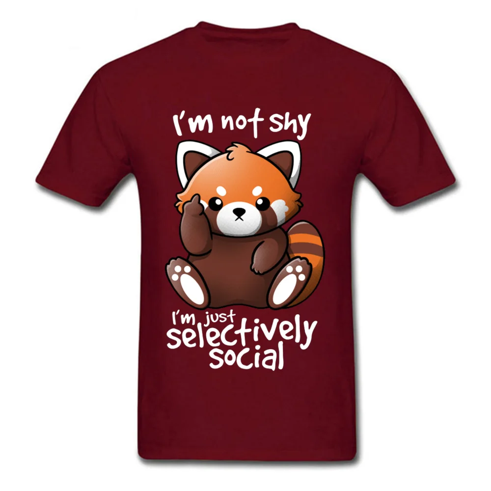 Футболка SHY RED PANDA Мужская забавная футболка летняя с рисунком енота Симпатичные