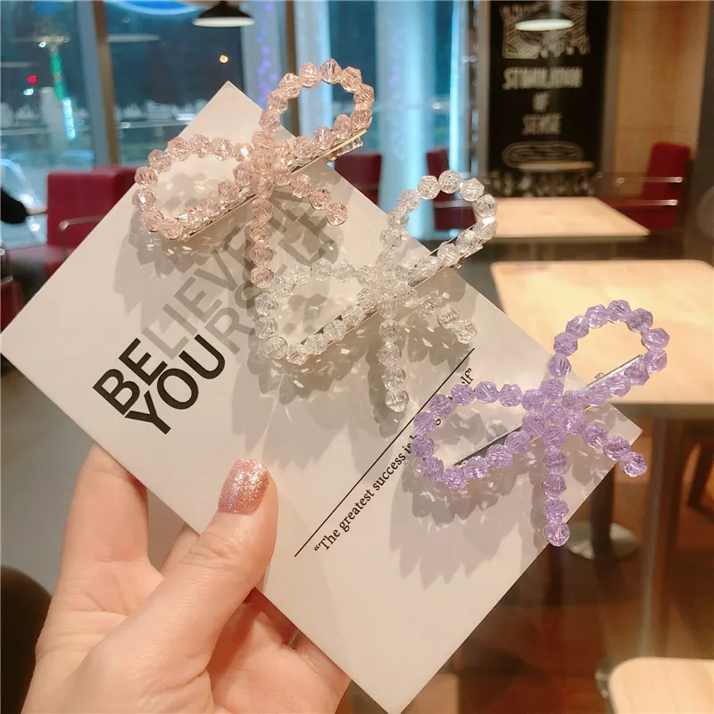 

Korea Rhinestone Crystal Bow Hairpins Clip Hair Accessories Rim Hair Clips For Women Hairpin Hair Bows Hairgrips Barrettes